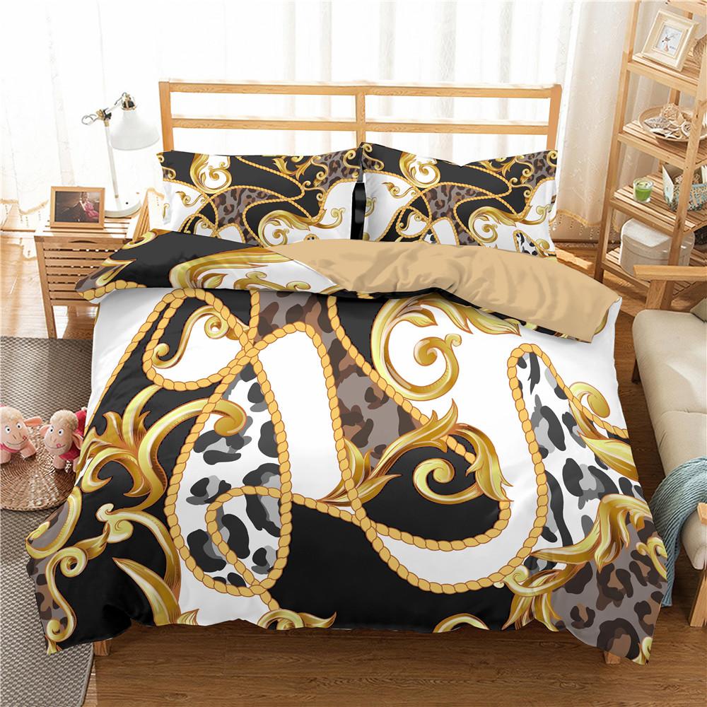 Dark Gold Theme Duvet Cover Set 3D Print Polyester Comforter Cover King Queen Twin Full Size for Men Women Kid Girls Bedding Set