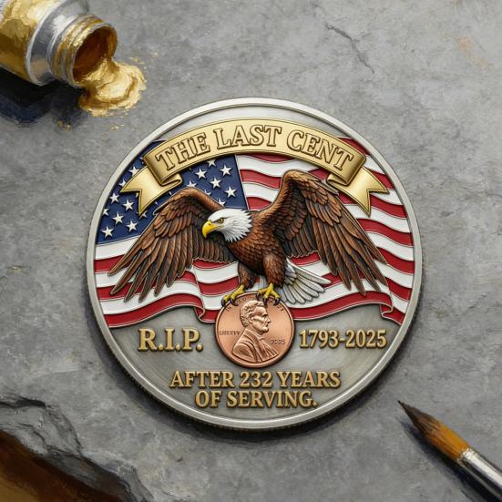 1/2/3/4/5Pcs The Last Cent Collectible Coin American Flag Eagle Final Cent Souvenir Coin Memorial Token History Buffs Collectors Enthusiasts Keepsake