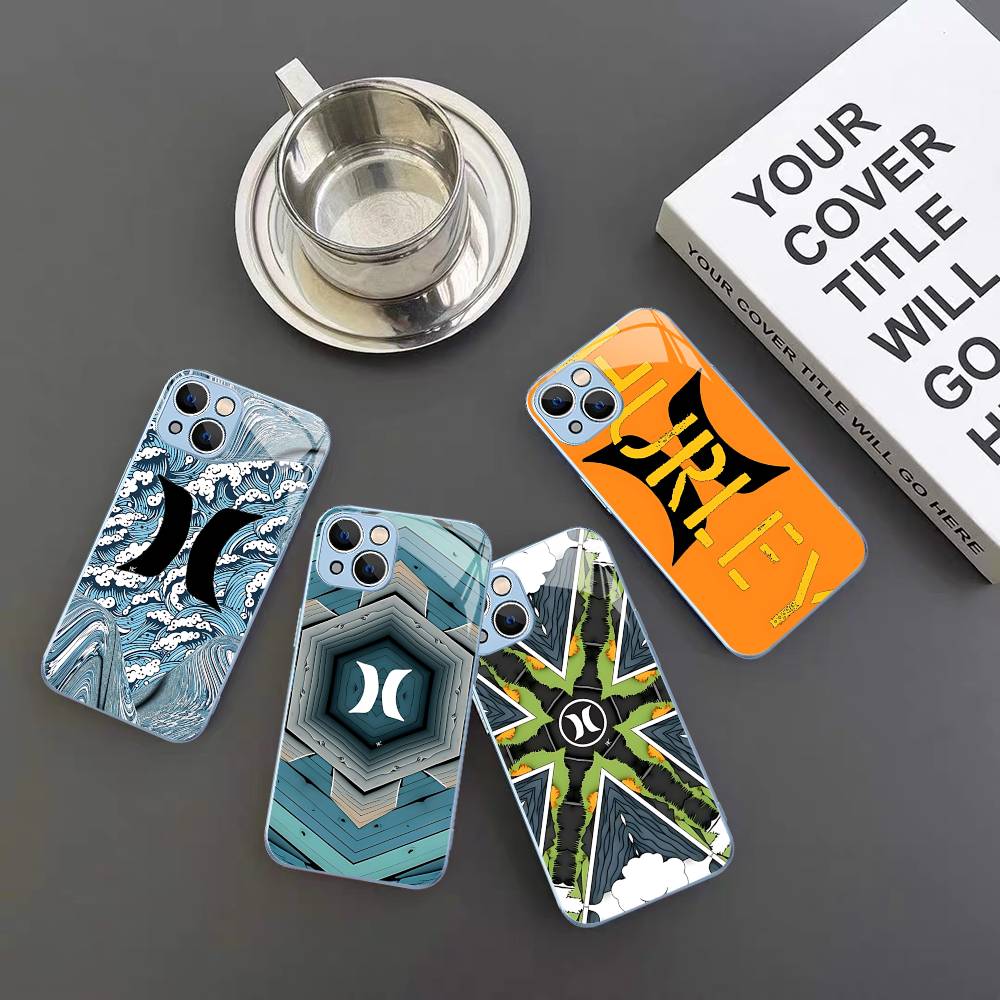 Klassische Berühmte Marke H-HurleyS Logo Gehärtetes Glas Für Iphone 14 13 12 11 Pro Mini XS MAX 14Plus X XS XR Hüllen