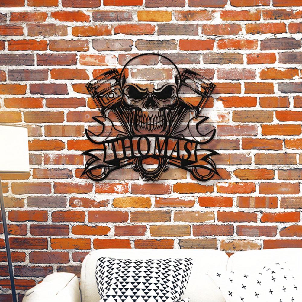 Unique Tailored Metal Wall Art Skull Mechanic Tool Repair Sign Workshop Decor