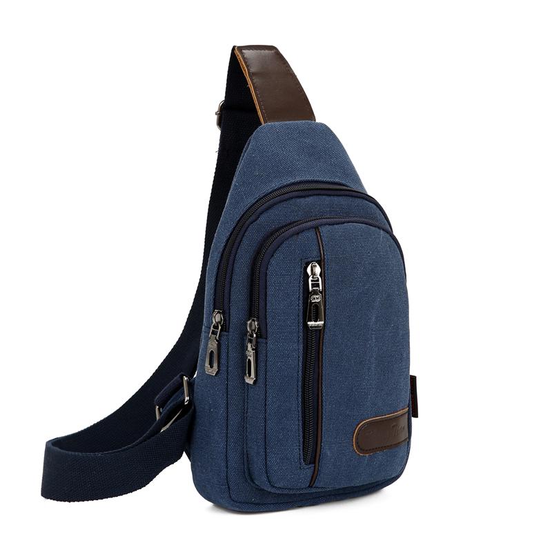 Men's Korean-Style Canvas Crossbody Chest Bag - Trendy Casual Small Shoulder Backpack