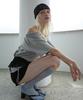 Lense Drawstring Off Shoulder Tee Melange Gray