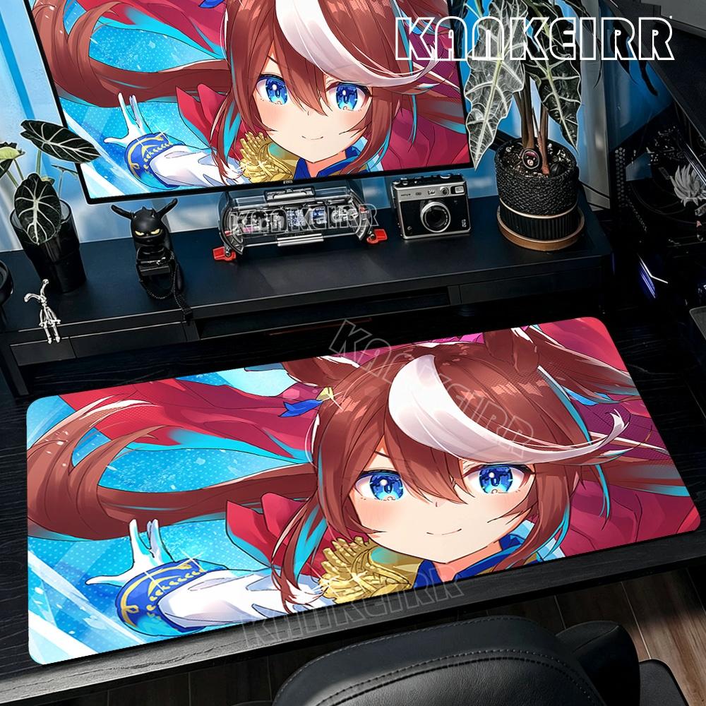 Large Gaming Mouse Pad Umamusume Pretty Derby Lock Edge Rubber Base Desk Mat For Pc Laptop Gamer Esports Accessories Big Carpet