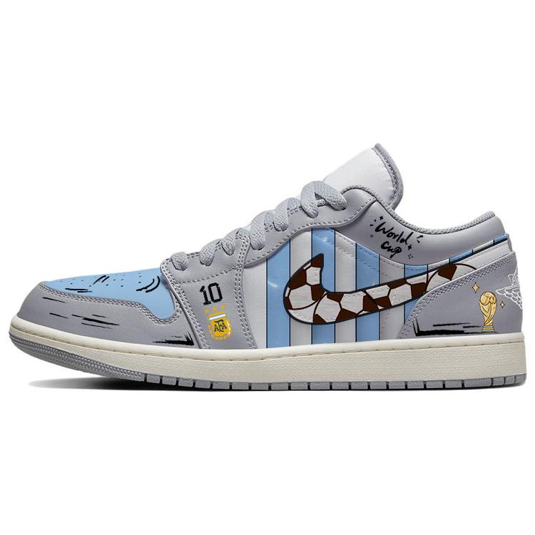 Jordan Air Jordan 1 Vintage Basketball Shoes Men s Low top Gray/Blue 553558-053(Team56-) 44.5