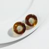 1pair Trendy Resin Inlaid Geometric With Metal Hollow Earring for Women Colorful Donut Shape Earrings Jewelry