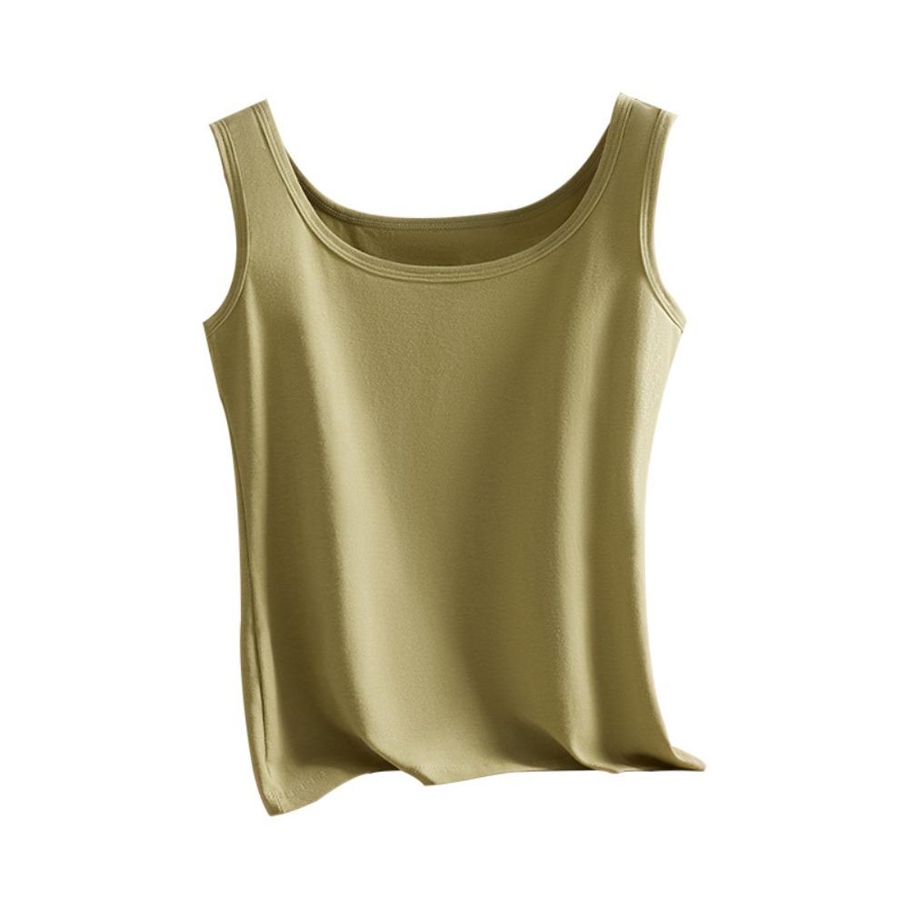 Wide Strap Camis Women Solid Color Round Neck Crop Tops Fashion Pure Cotton Tube Top Female Sleeveless Camisole