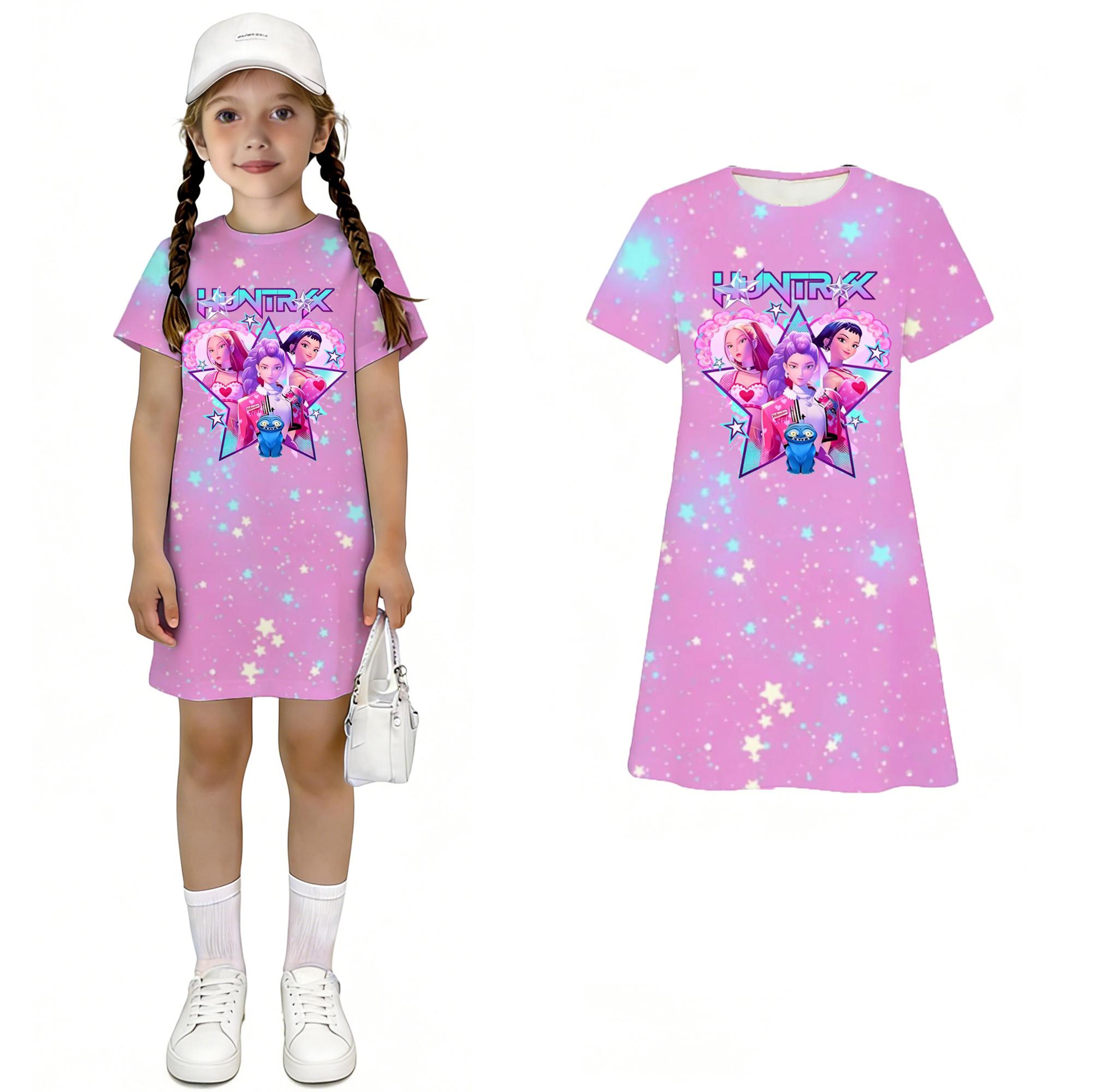 Children s Casual Round-neck Pullover Short-sleeved Dress 150