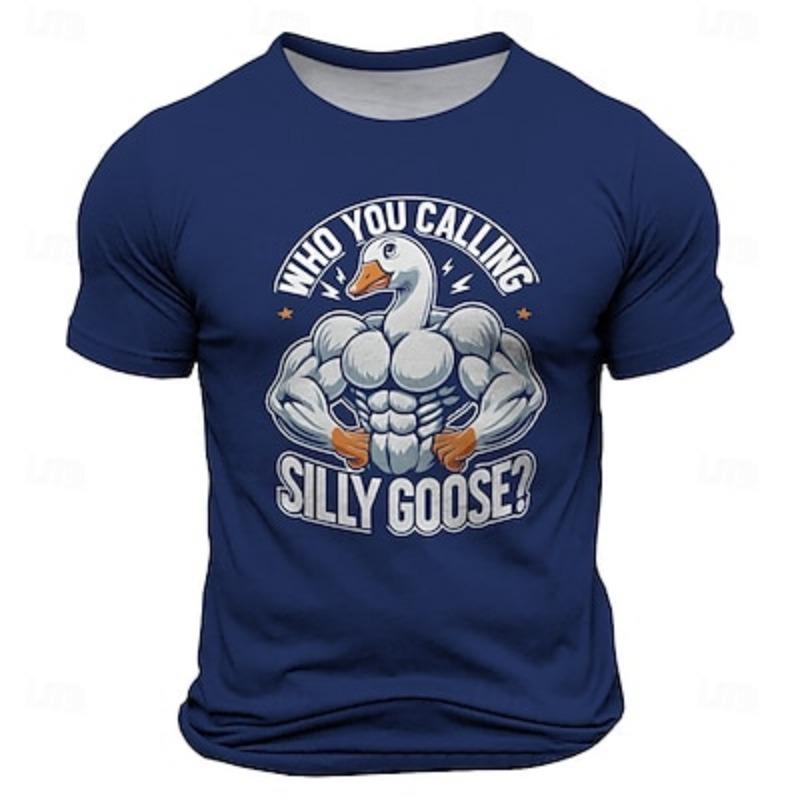 Graphic Swan Funny Retro Vintage Casual Street Style Men's 3D Print T Shirt Short Sleeve Crew Neck Shirt Spring Summer Clothing Apparel