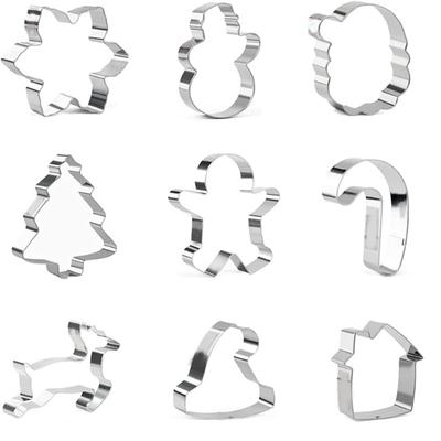9 Pcs Stainless Steel Christmas Cookie Cutter Set Diy Special Craft Template Festival Party Supply