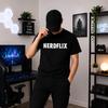 Nerdflix logo Tee | Retro Block Letter Graphic T-Shirt