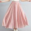 Literary Elastic Waist A-line Expansion Skirt Solid Color Ethnic Style Women Long Skirts