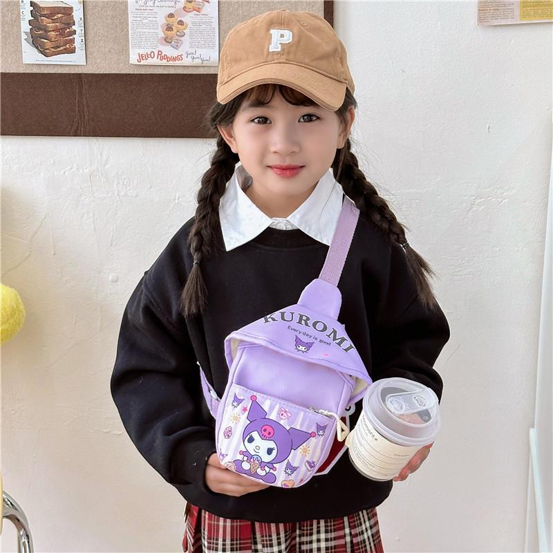 My Melody Kids Outdoor Crossbody Bag Cute Cartoon Nylon Preschool Chest Pack For Toddlers