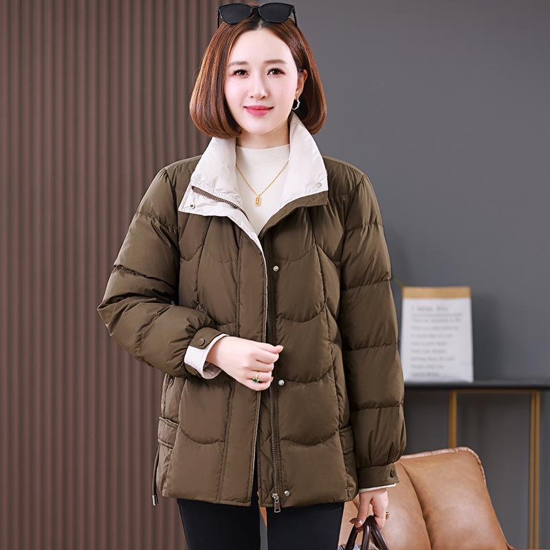 

Женская зимняя куртка 2024 с воротником-стойкой и пухом утки - Маленькая, Теплая, Белая, Защищающая от холода L recommended for 115-125 kg кофейный