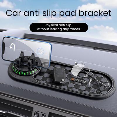Protiskluzová podložka na palubní desku s držákem na telefon Otáčení o 360 stupňů Držák na palubní desku Vestavěná parkovací registrační značka Bezpečný držák na telefon pro řízení