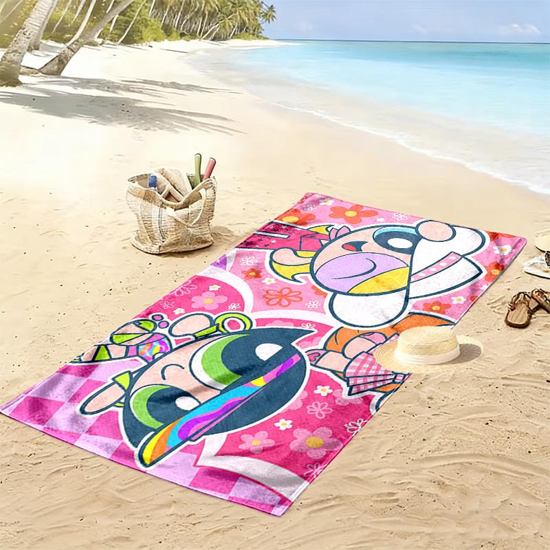 The Powerpuff Girls Print Beach Towel, Large Soft Quick Dry Towel for Beach Camping Swimming