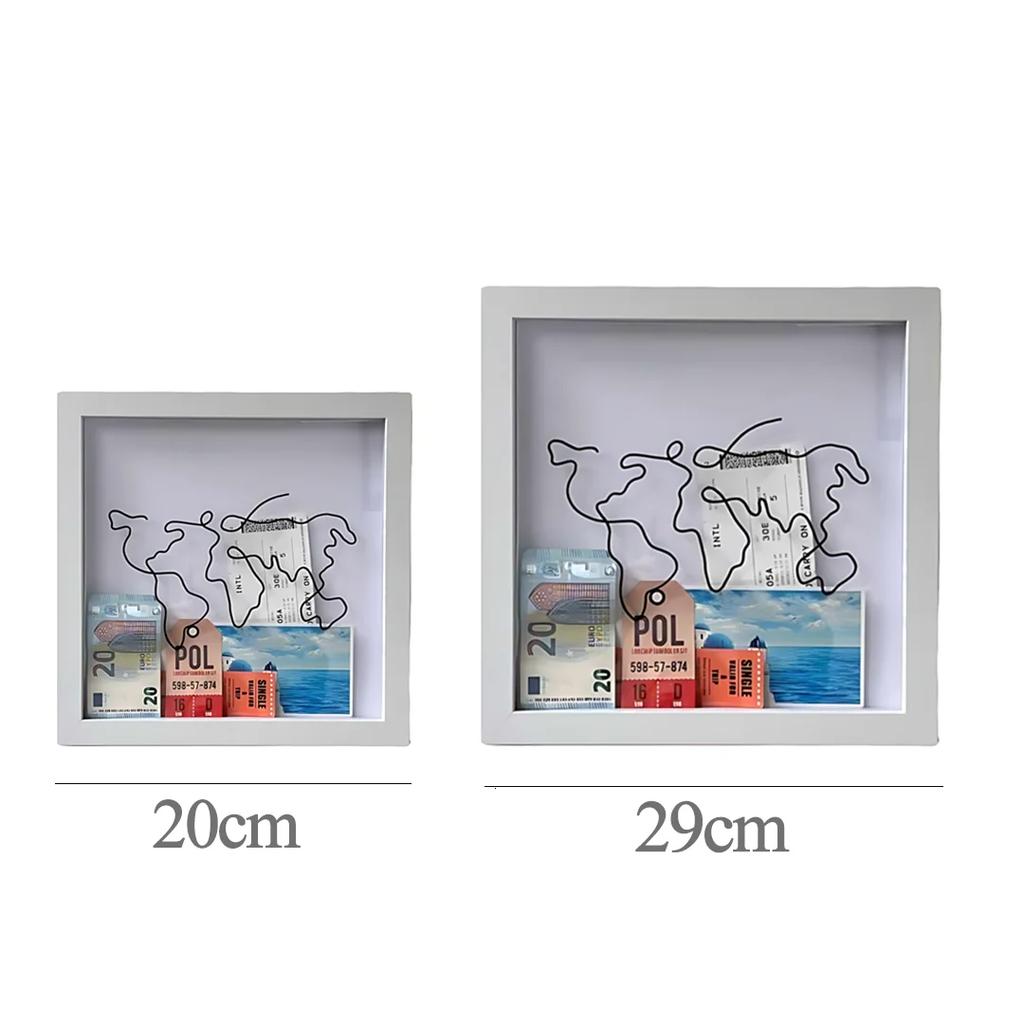 2PCS Adventure Archive Boxes Map Box Photo Frame Hanging Travelling Memorial Box Ticket Stamp Shadow Box Photo Frame Memory Box
