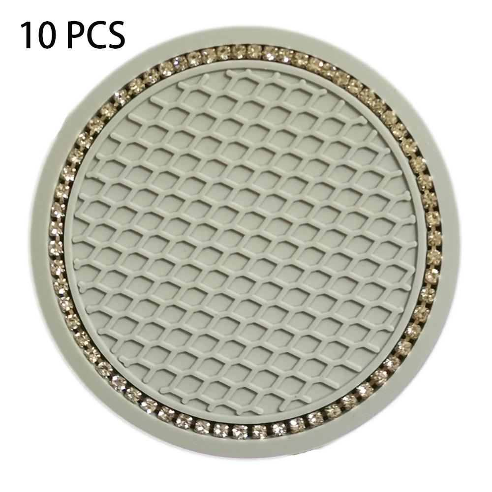 10 PCS Round Drink Pad Rhinestone Anti-slip Mat Universal Cup Holder  Automotive