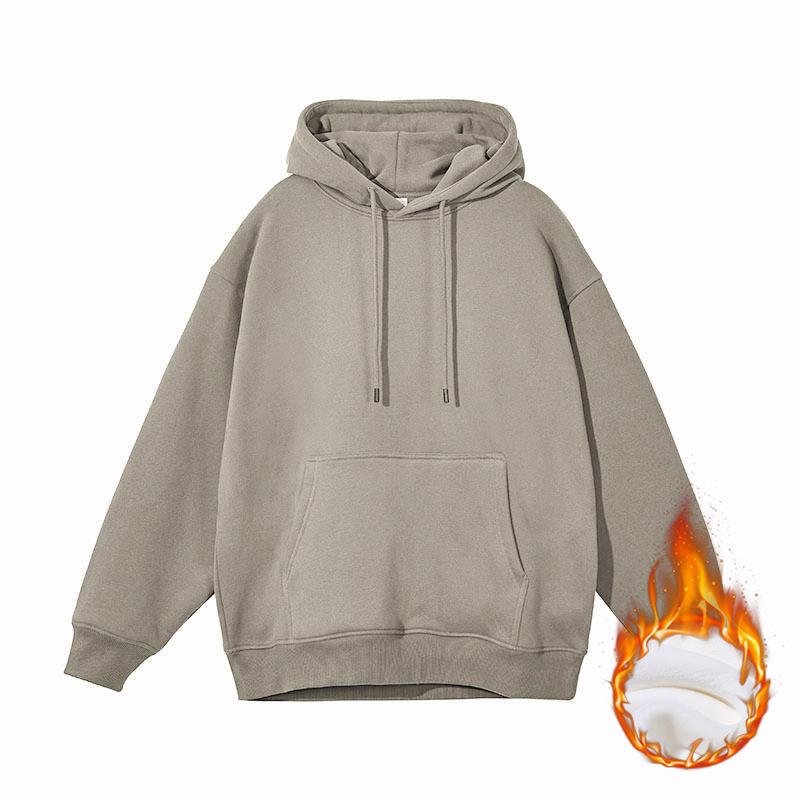 Unisex Heavyweight Hoodie: Solid Color American Street Style for Autumn/Winter