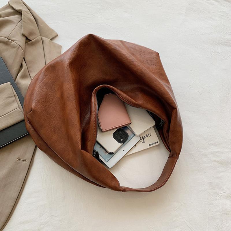 Big Black Shoulder Bags for Women Large Hobo Shopper Bag Solid Color Quality PU Leather Crossbody Handbag Lady Travel Tote Bag