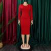 Women Elegant Office Long Sleeve High Waist Solid Bodycon Pencil Midi Dress