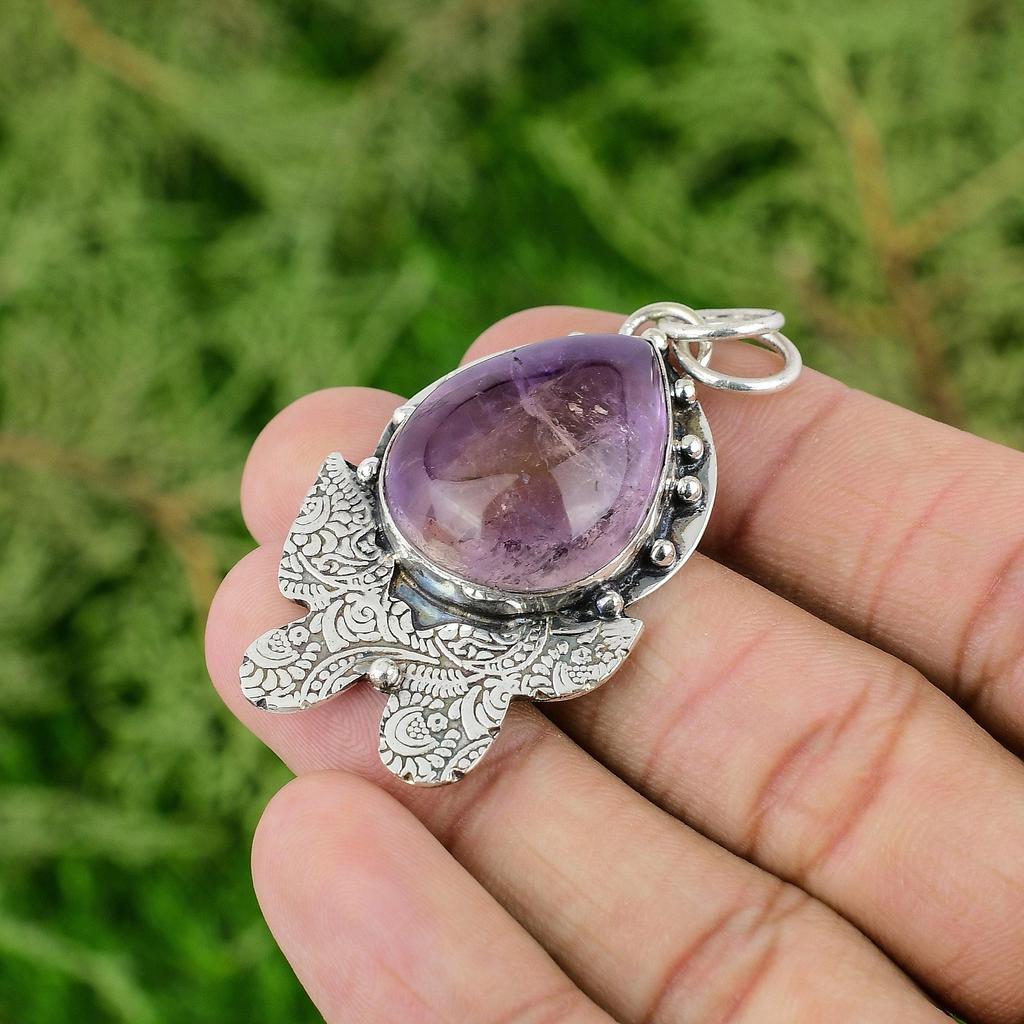Daughters Day Deal 925 Silver Pear Ametrine Stone Engagement Birthday Pendant
