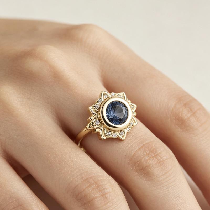 European and American Gold Women's Ring Creative Floral Shape High-end Ring Fashion Women's Ring