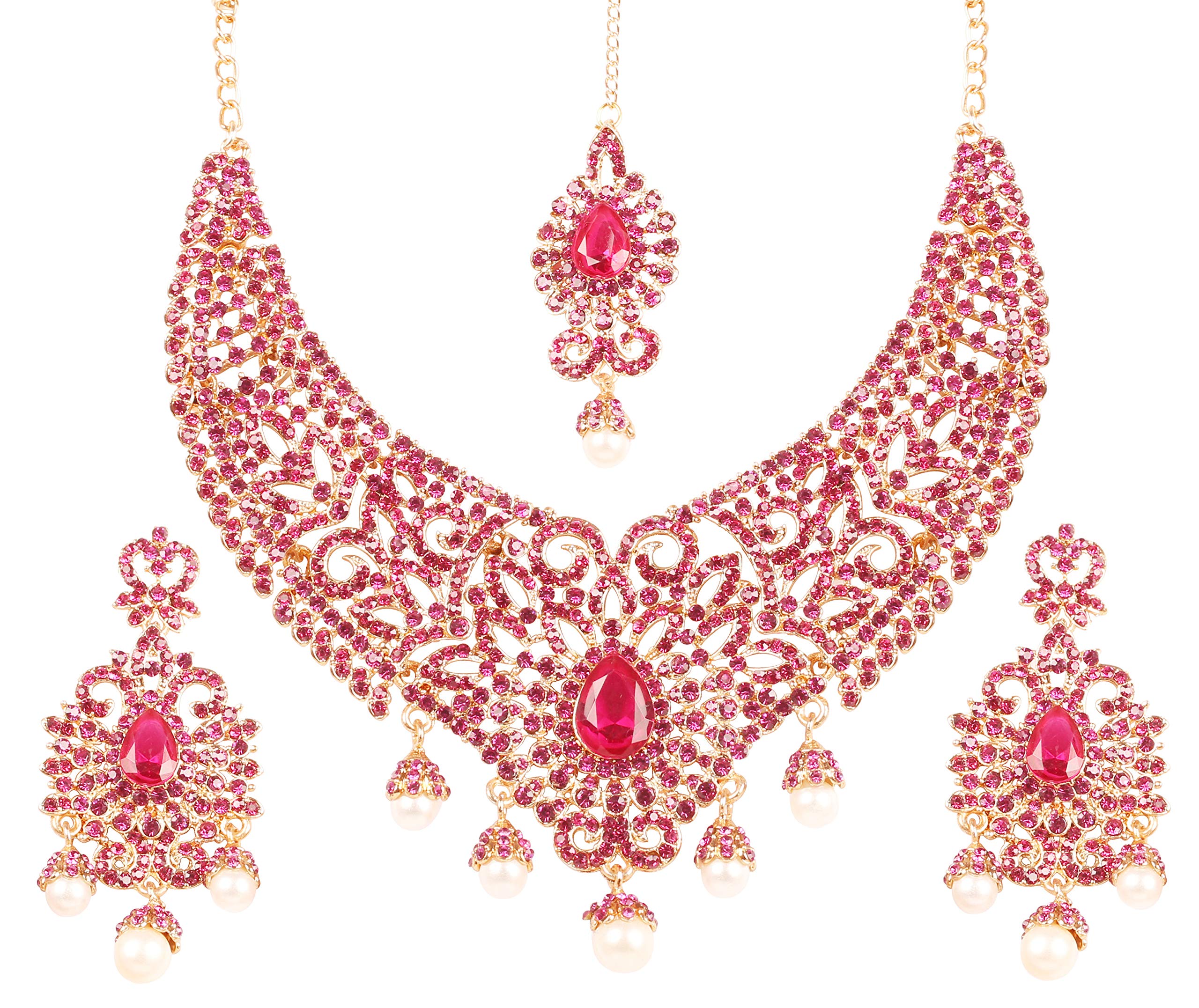 

Бижутерия Touchstone Индийская Бижутерия Болливудский Набор Ожерелья для Женщин Свадебные Королевские Свадебные Украшения Большая Мата Тикка Заявление Раджастанская Мантика розовый