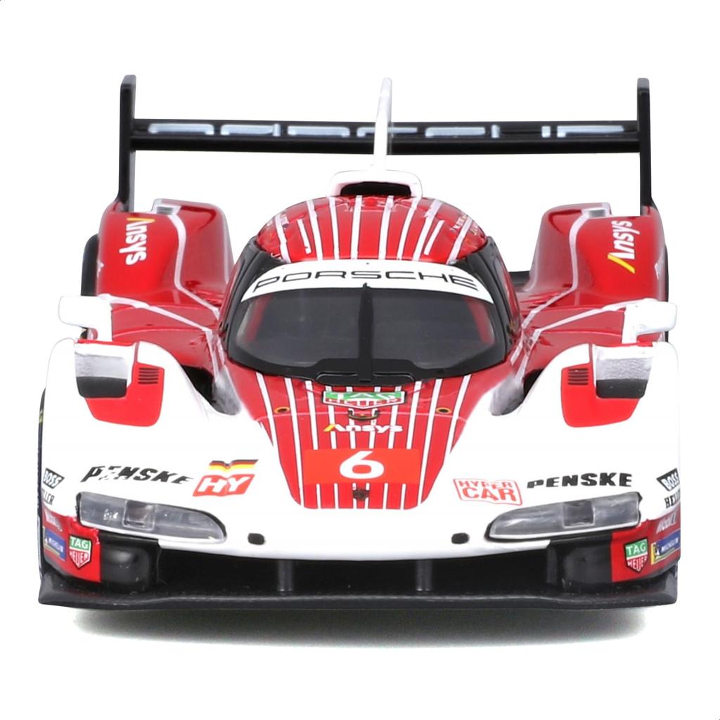 Bburago 1/43 Scale Porsche 963 #6 White/Red / Diecast Model Car, Finished Model, 18-38319 (#6)