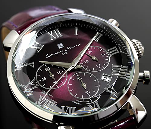 [Salvatore Marra] Orologio, Vetro Multifaccettato, Cronografo, Business, Formale, da Uomo, Viola, SM19104-SSPL