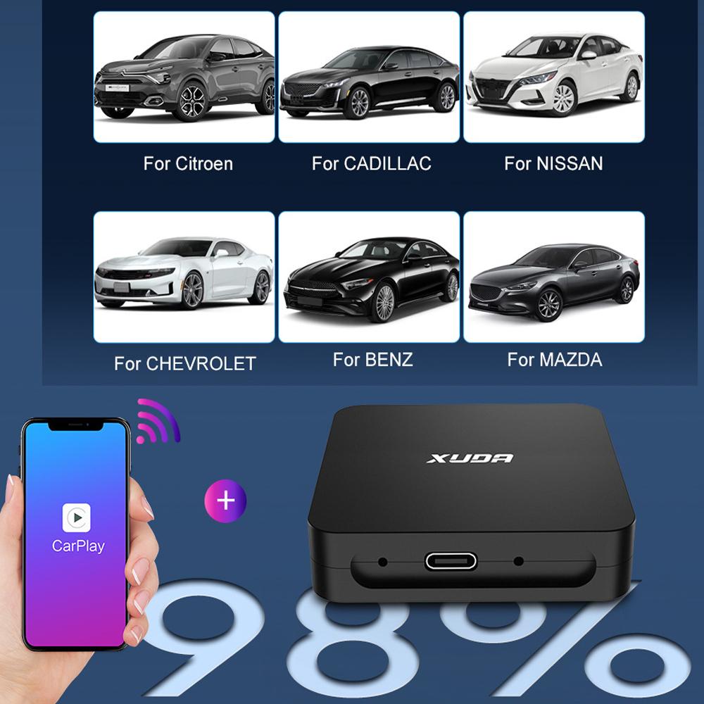 Kebidumei 2 in 1 Box Wireless CarPlay Android Auto Wireless Adapter For Mazda Toyota Mercedes Peugeot Volvo Support Netflix