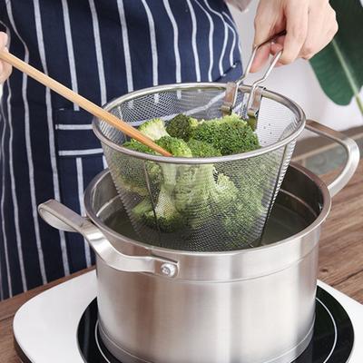 Collapsible Deep Fryer Basket Stainless Steel Fry Basket with Foldable Handle