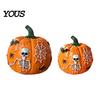 Festive Party Atmosphere Lights Halloween Light Up Pumpkin Decor, Resin LED Glowing Lantern Figurine, Spooky Led Skull Night Tabletop for Indoor