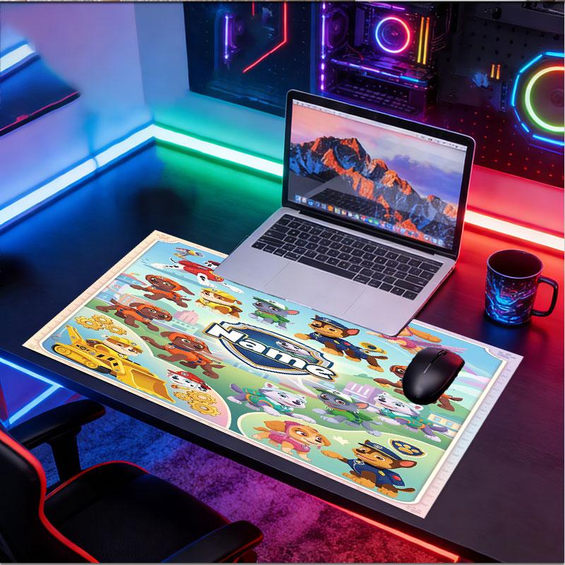 Personlig musemåtte med PAW Patrol-mønster og tilpasset navn, Laptop PC Skrivebordsmåtte, Dekorativ Skrivebordsmåtte til Hjemmet Tastaturunderlag Gave