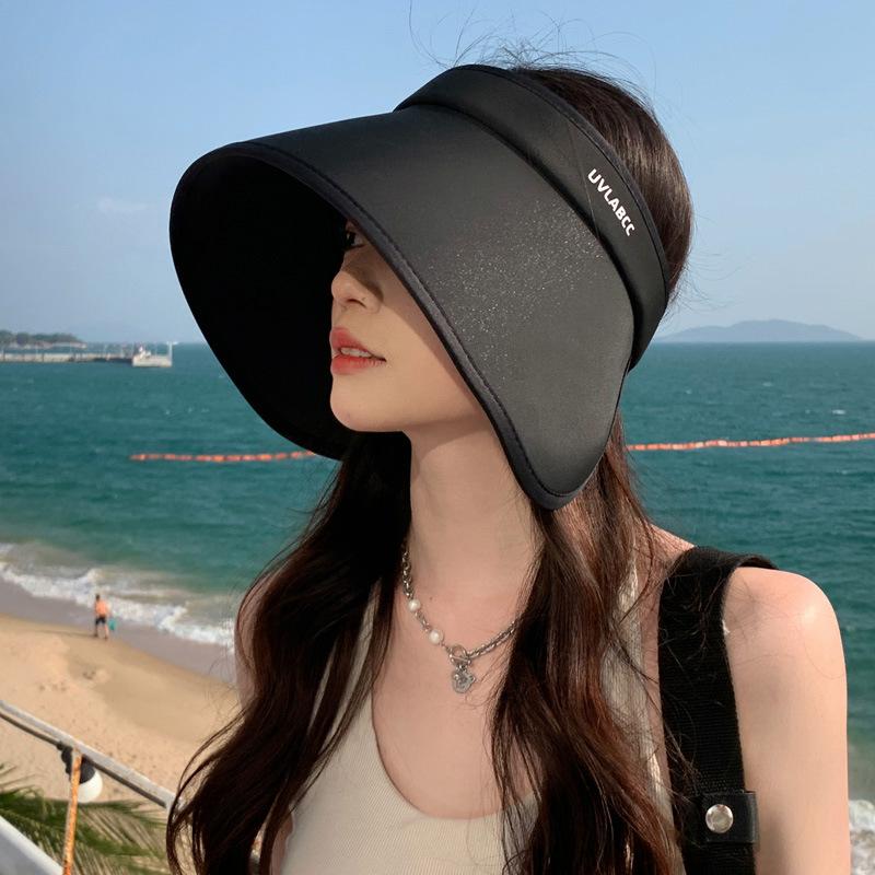 Koreanische Frauen Sommer Sonnenhut Große Krempe Leere Top Pferdeschwanz Kappe Outdoor Reise UV Schutz Sonnenschutz Hüte Mädchen Klapp Visiere