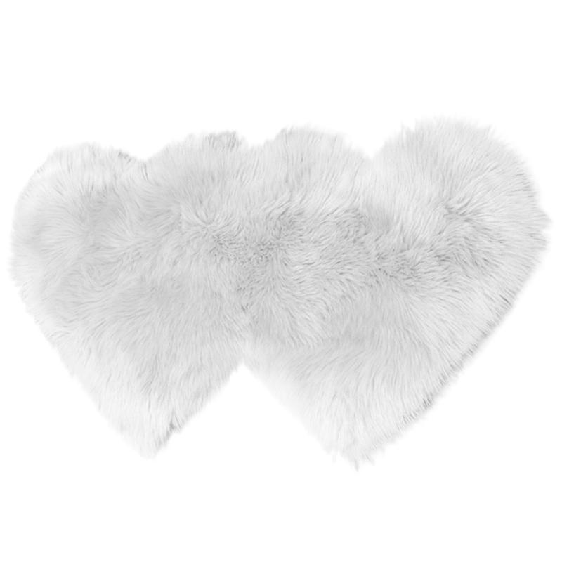 

Double Heart Shape Faux Fluffys Rugs Bedroom Fluffys Fuzzy Area Rugs Sheepskin Rugs Carpets Throw Shags Rugs Sofa Decoration S белый