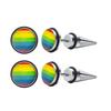 LGBT Pride Stud Earrings for Men Women,Anti Allergy Stainless Steel Rainbow Round Small Earrings,Gay Lesbian Couple Jewelry