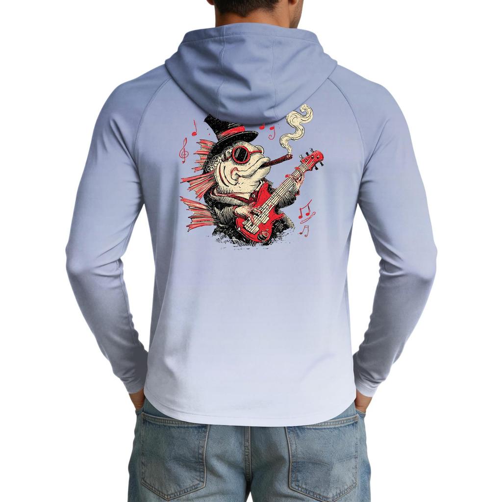 Men's UPF50+ Sun Protection Cooling Shirt Long Sleeve Hooded Outdoor Sports Fishing Stretch Lightweight Breathable Top