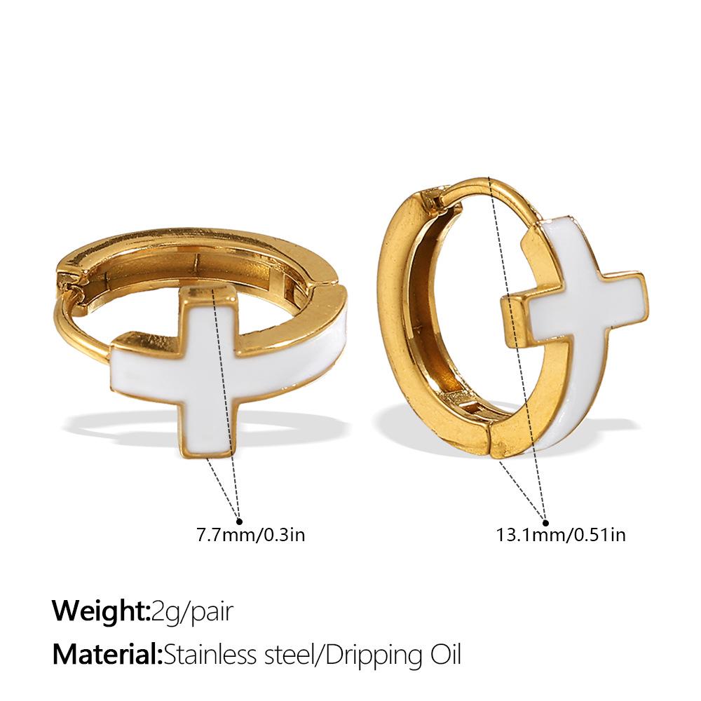 Women's Starburst Diamond-set Titanium Steel Hoop Earrings - Elegant Light Luxury Design