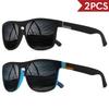 2Pack Fashion Sports Polarized Sunglasses UV Protection Personalized Glasses Square Frame Metal Men's And Women's UV400 Eyewear