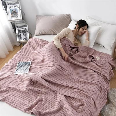 Waffel-Plaid-Decke aus reiner Baumwolle, luxuriös, modern, Überwurfdecke, gestrickt, dünne Steppdecke, einfarbig, weich, gemütlich, Sofabezug, Tagesdecke auf dem Bett