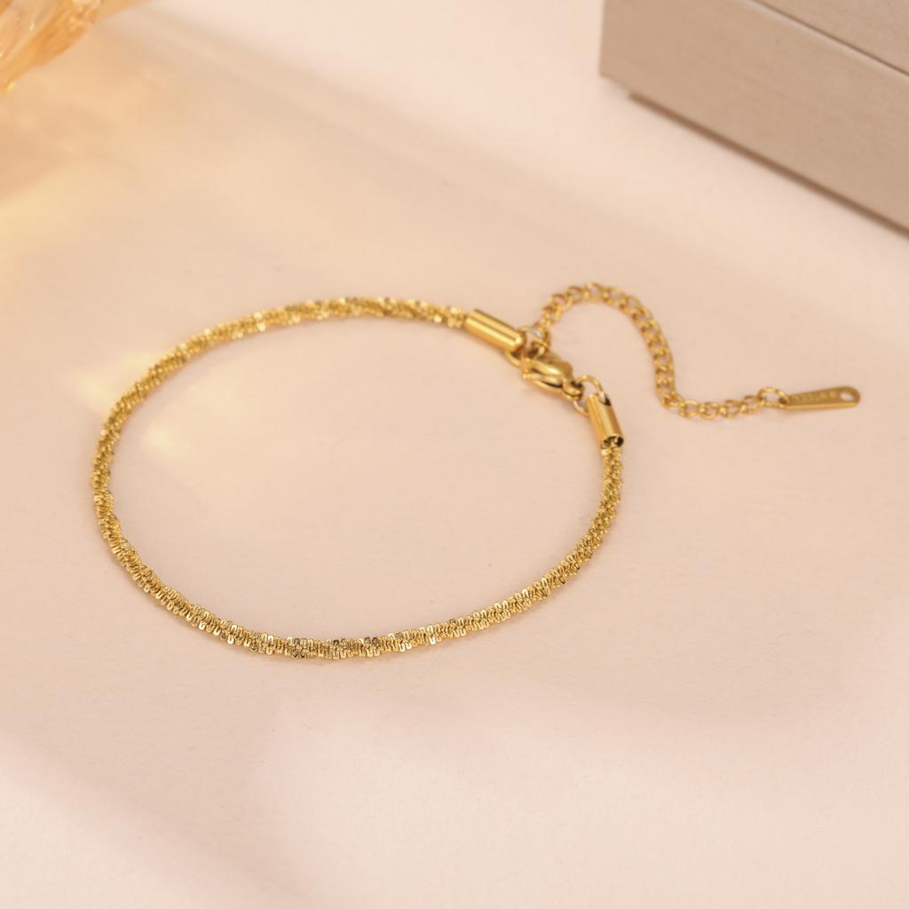 Sparkling Chain Bracelet Women Stainless Steel Gold Adjustable Bracelets Minimalist Jewelry Valentine Gift