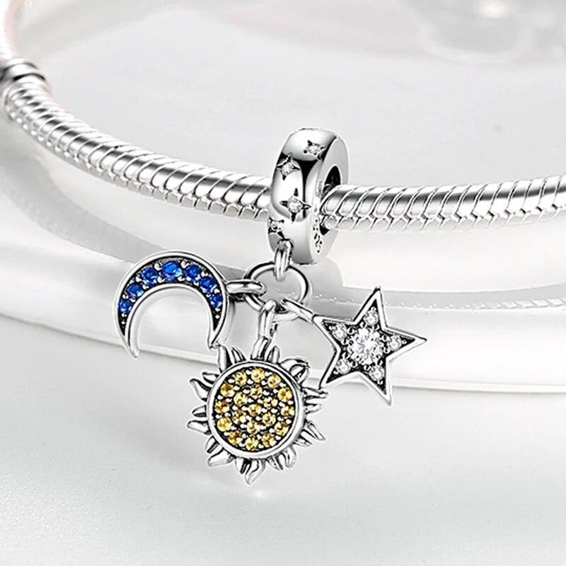 Fit Original Neue Armband 925 Sterling Silber Mond Serie Charme Perlen Intarsien Zirkonium Luna Katze Baumeln Anhänger DIY Schmuck
