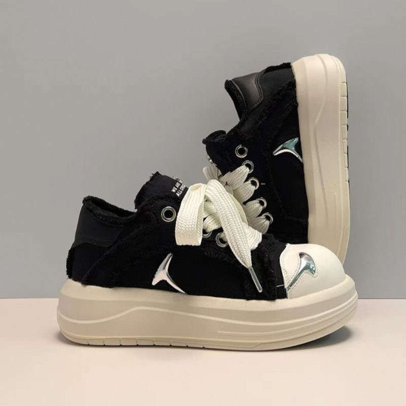 Su Taki Canvas Shoes Black Whale Smiley Shoes Couple Outdoor Casual Sports Shoes Women's Heightening Big Head Shoes Women's