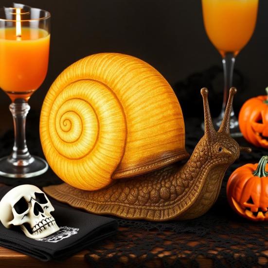 Halloweenská noční lampička šnek Vintage vyřezávaná simulační socha šneka z pryskyřice Stolní světlo Sváteční párty Domov Kancelář Ložnice Dekorativní lampa šnek