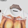 INCERUN Men Sleeveless 3D Muscle Print Casual Loose Long Tank Tops