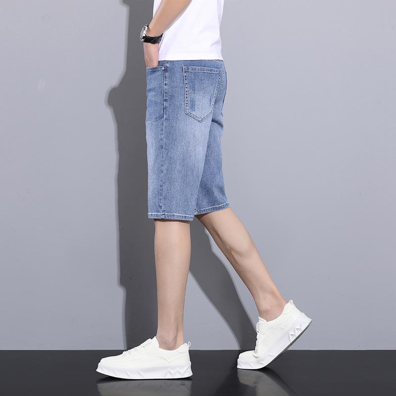 New High-waist Stretch Mid-trousers Men's Denim Five-point Pants Casual 5-point Shorts