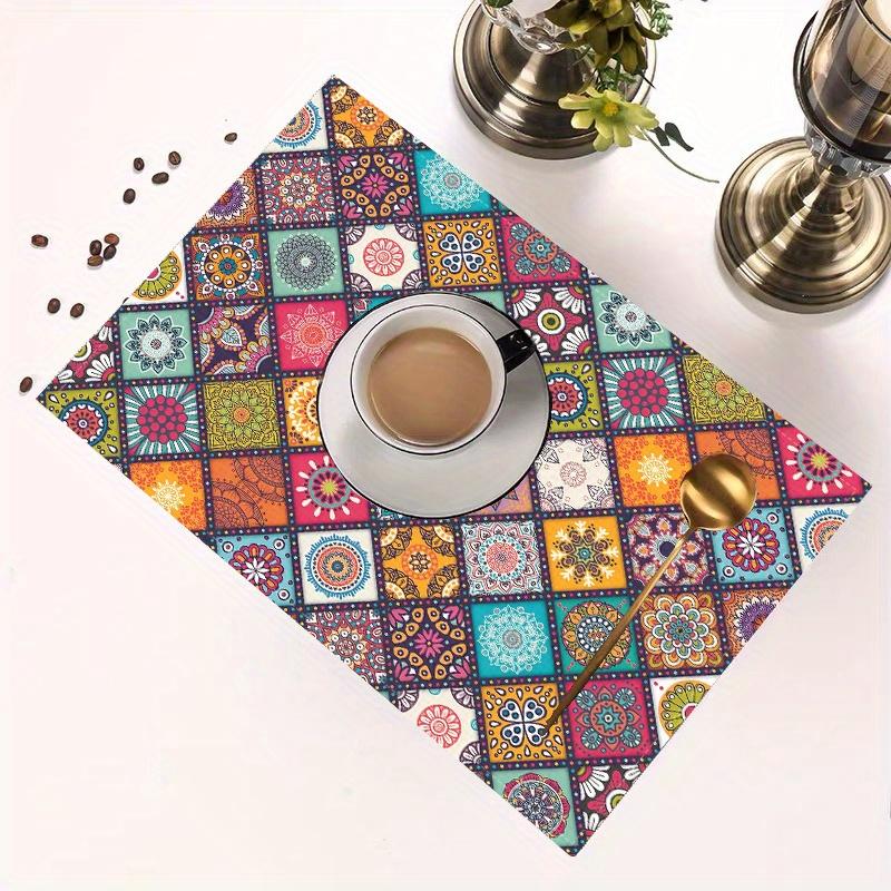 1pc Bohemian Style Printed Placemats, Durable for Home Kitchen Dining Tables