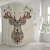 A Vintage Deer Head Shower Curtain, Artistic Decoration, Christmas Shower Curtain, Includes 12 Hooks, 180*180Cm Bathroom Curta