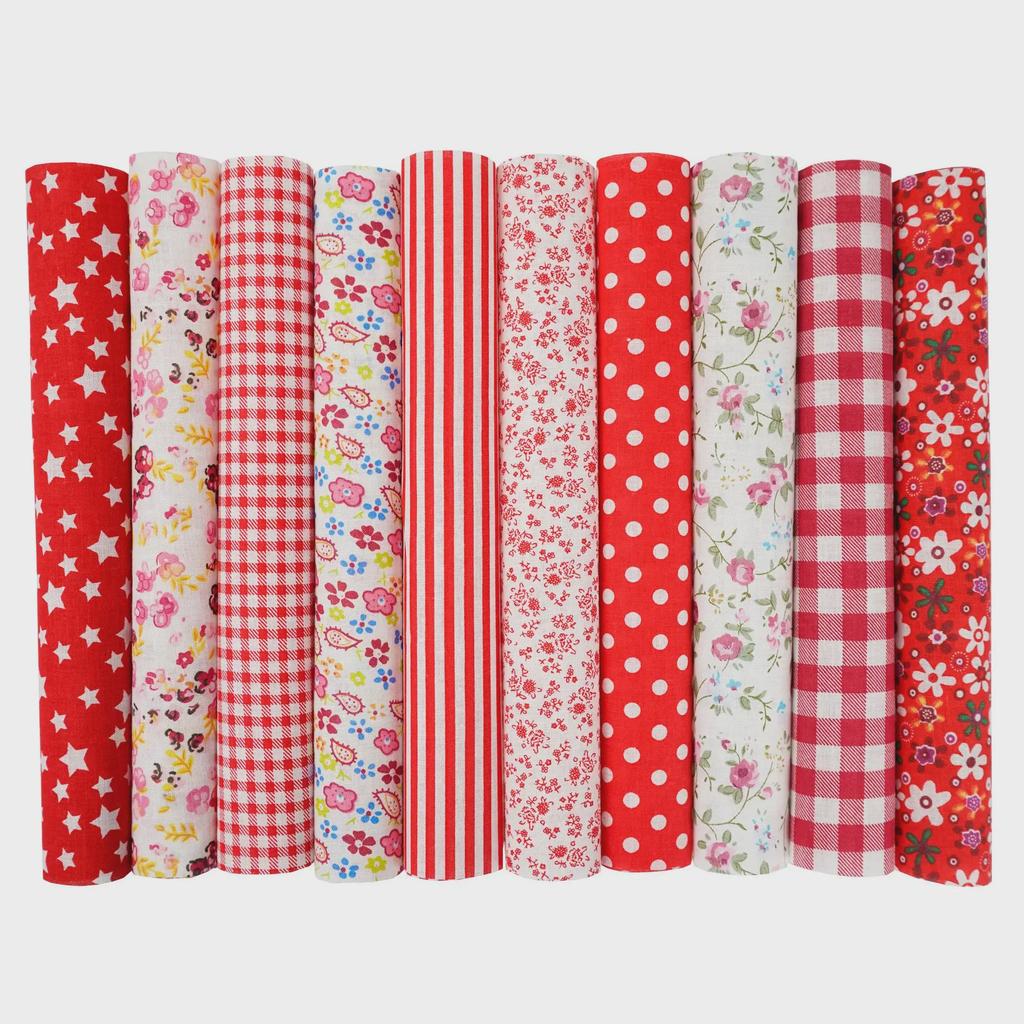 100-Color Patchwork Cloth Set: Floral, Plaid & Polka Dot Plain Weave Cotton for DIY Crafting