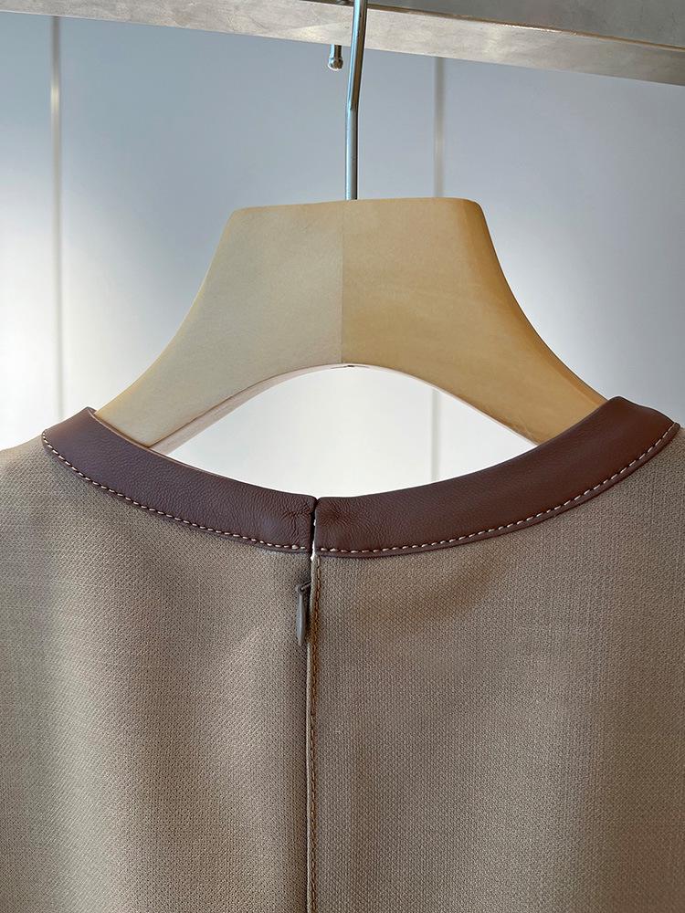 Elegant Slim Fit Sleeveless PU-Hem Dress for Women